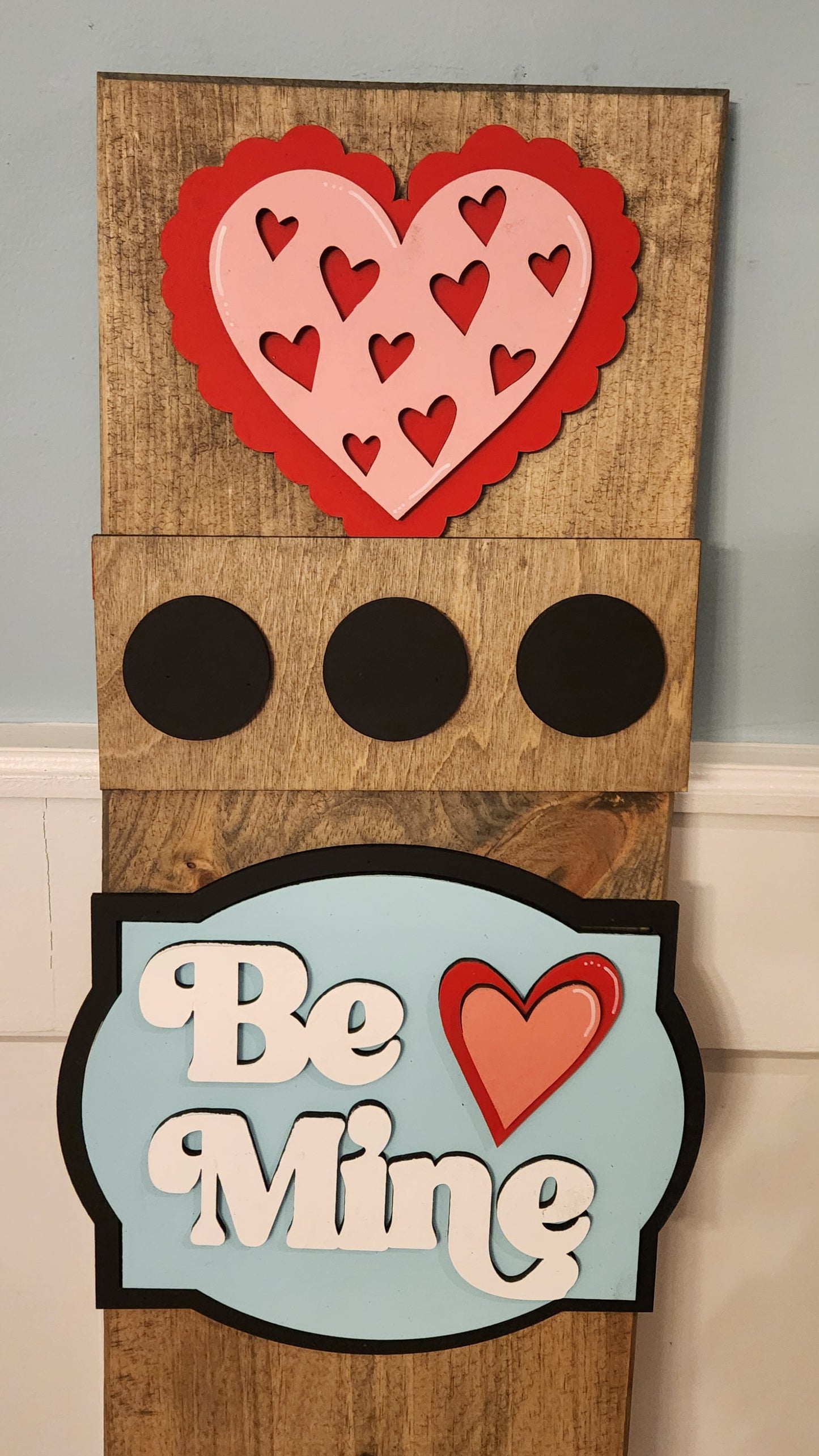 Valentine Interchangeable Porch Leaner – Custom Wooden Front Porch Sign with Swappable Holiday & Everyday Designs