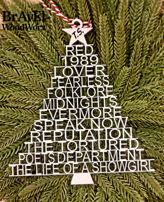 Swift's Serenade: Taylor Swift Album Collection Tree Ornament -  Wood