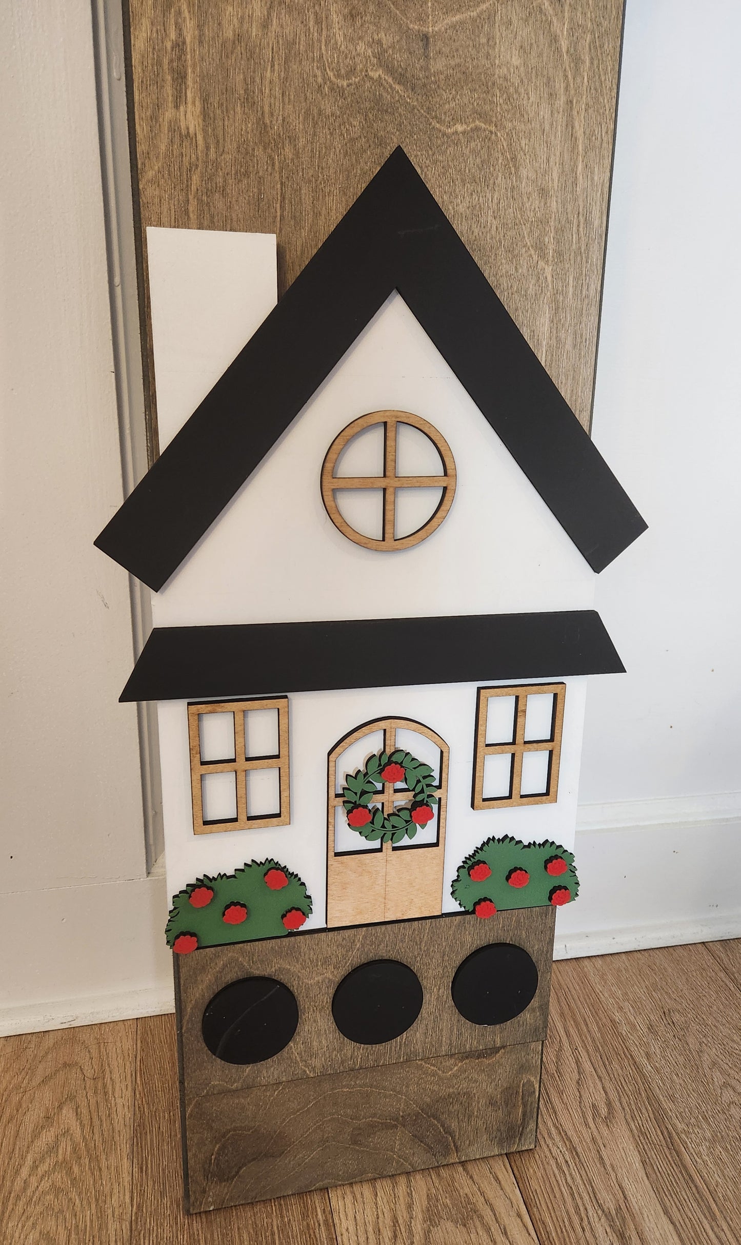 Home Sweet Home Interchangeable Porch Leaner – Custom Wooden Front Porch Sign with Swappable Holiday & Everyday Designs
