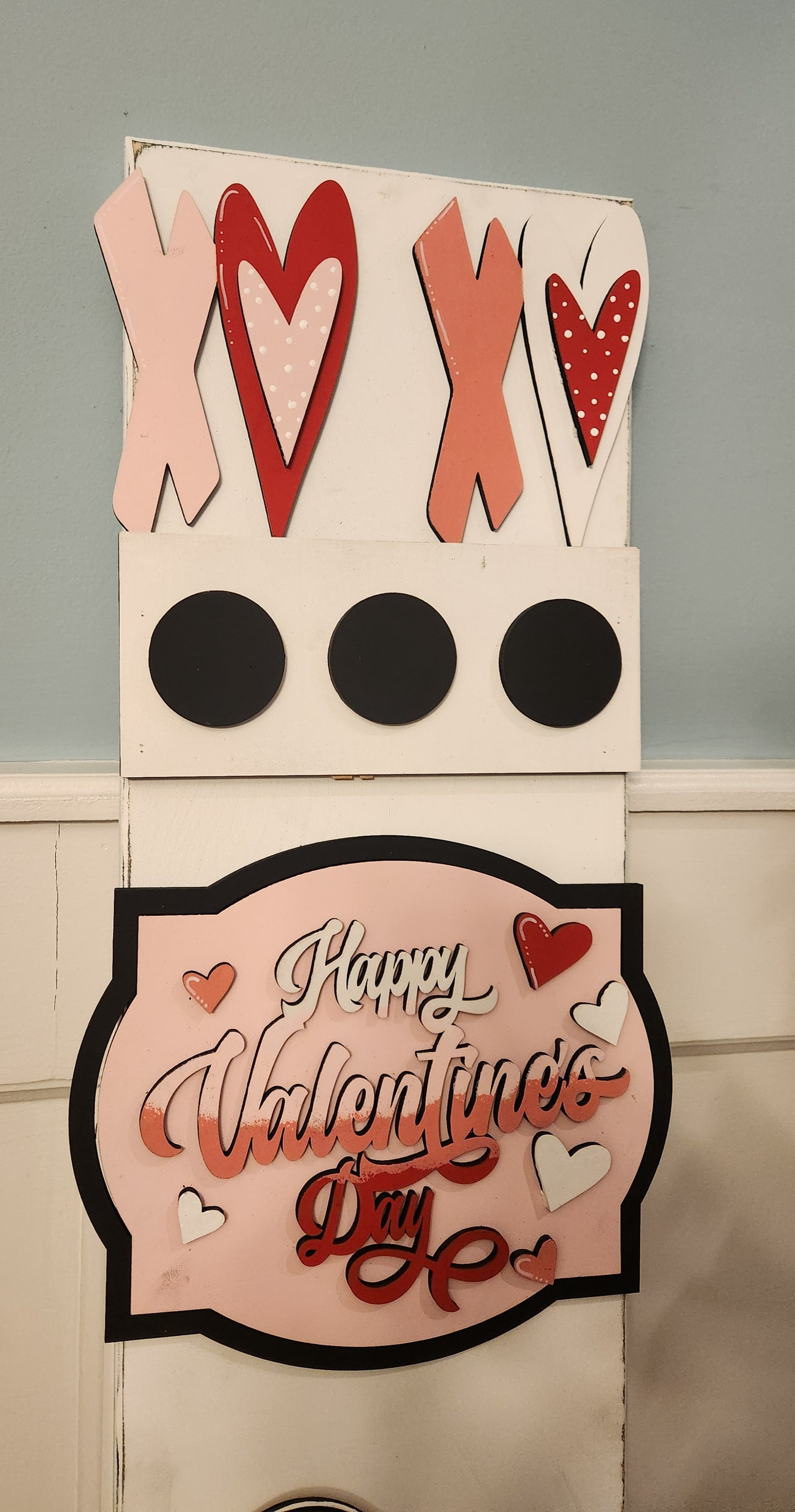 Valentine Interchangeable Porch Leaner – Custom Wooden Front Porch Sign with Swappable Holiday & Everyday Designs