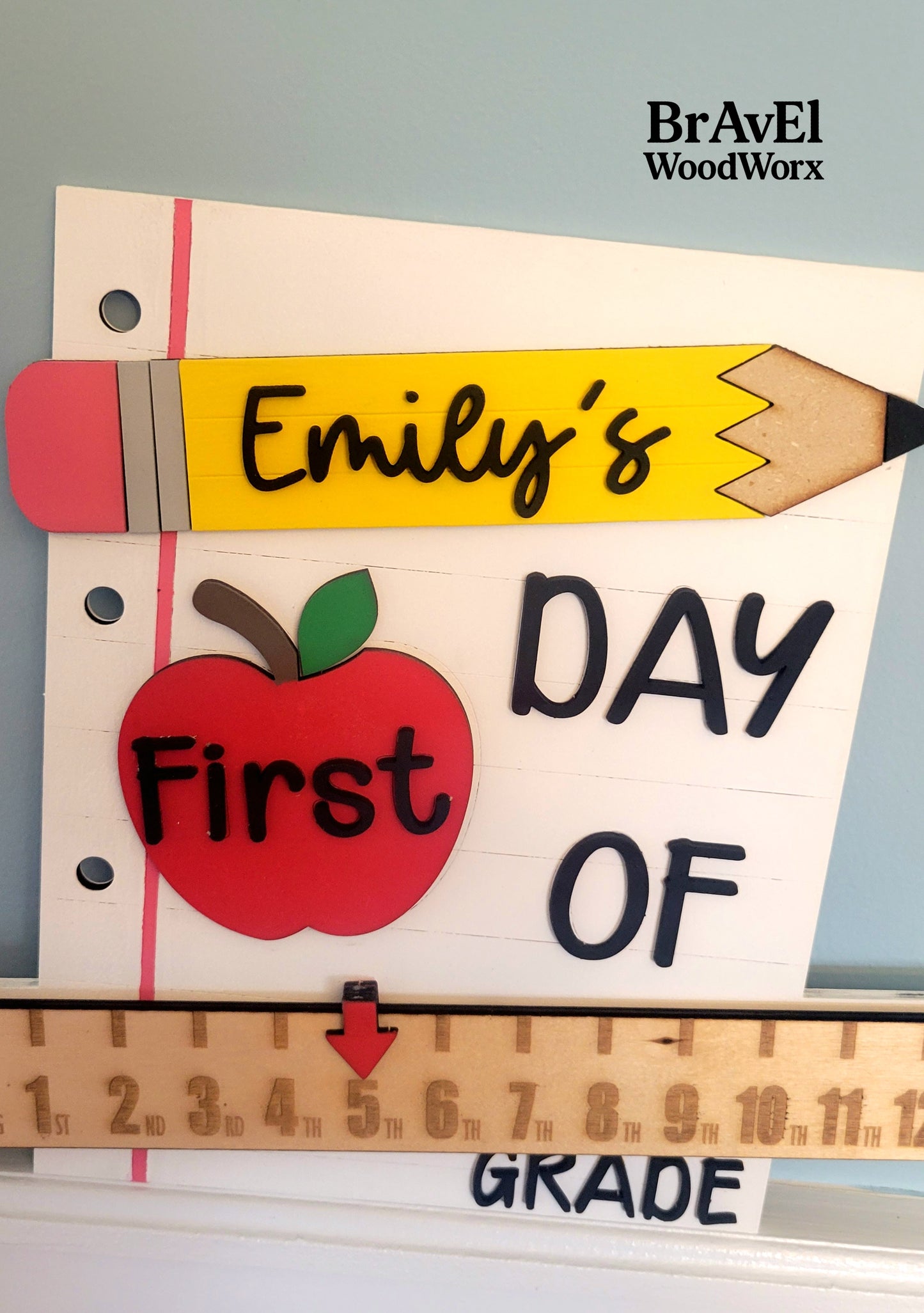 Personalized Interchangeable Back-to-School Sign – Custom Name First Day of Any Grade Photo Prop