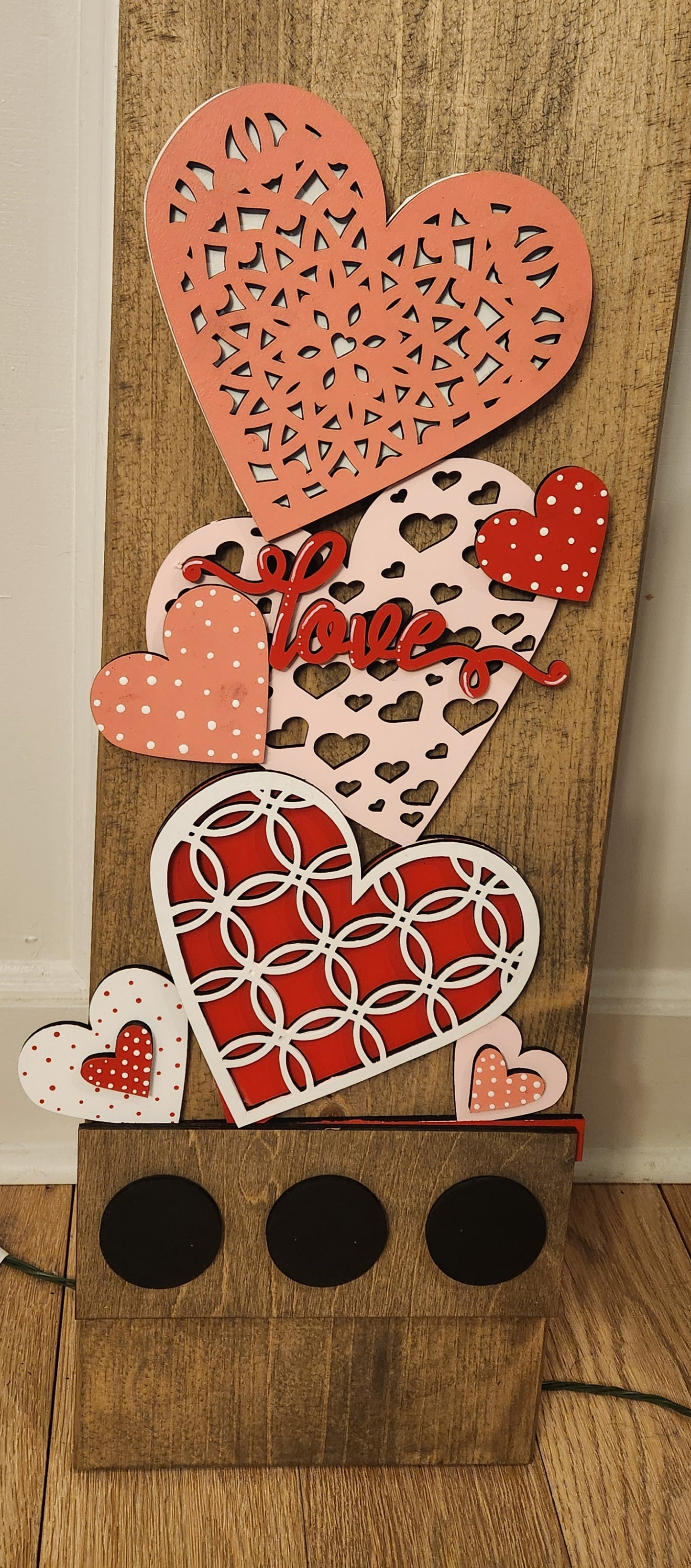Valentine Interchangeable Porch Leaner – Custom Wooden Front Porch Sign with Swappable Holiday & Everyday Designs