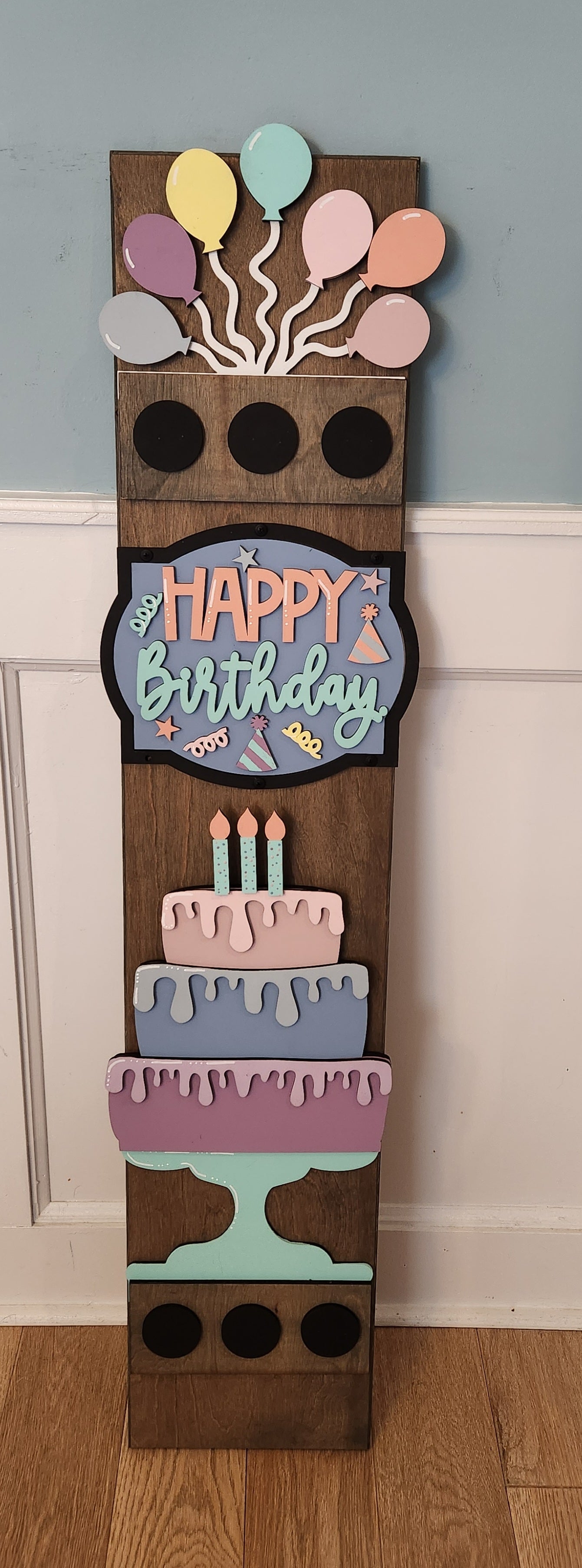 Birthday Interchangeable Porch Leaner – Custom Wooden Front Porch Sign with Swappable Holiday & Everyday Designs