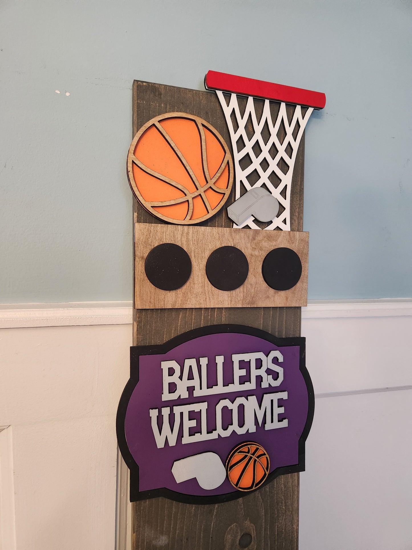 Personalized Basketball Interchangeable Porch Leaner – Custom Wooden Front Porch Sign with Swappable Holiday & Everyday Designs (Copy)