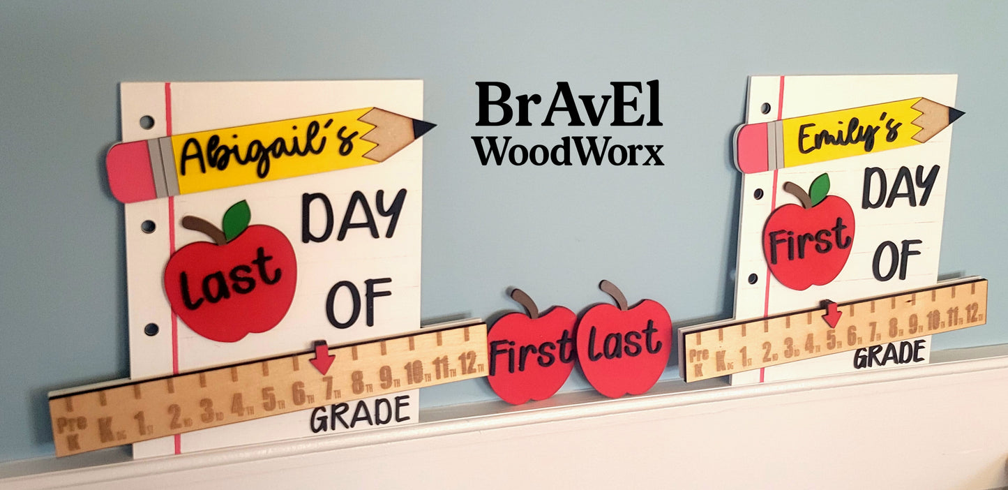 Personalized Interchangeable Back-to-School Sign – Custom Name First Day of Any Grade Photo Prop