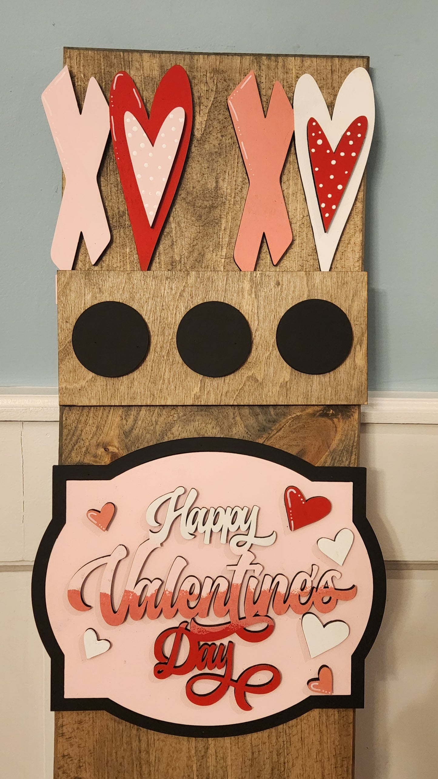 Valentine Interchangeable Porch Leaner – Custom Wooden Front Porch Sign with Swappable Holiday & Everyday Designs