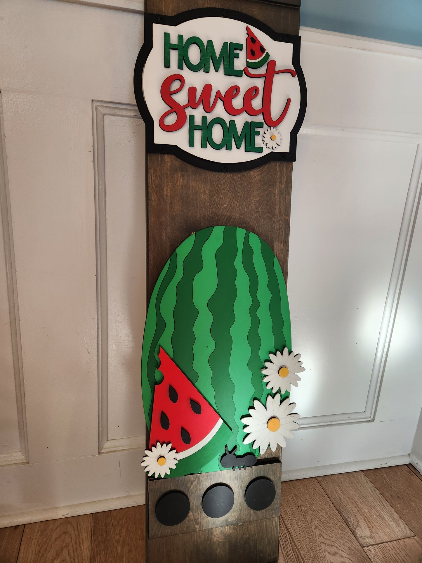 Summer Watermelon Interchangeable Porch Leaner – Custom Wooden Front Porch Sign with Swappable Holiday & Everyday Designs