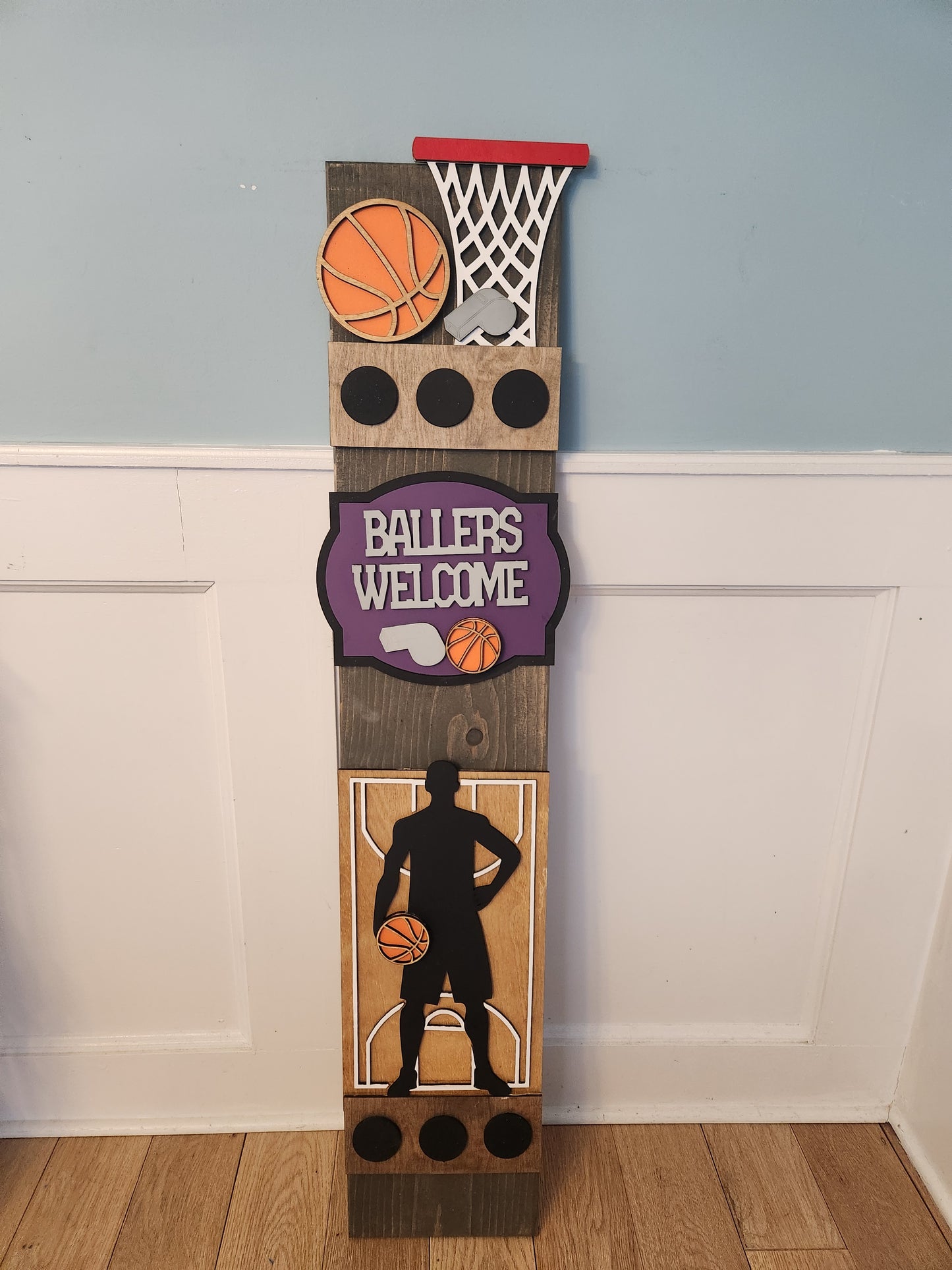 Personalized Basketball Interchangeable Porch Leaner – Custom Wooden Front Porch Sign with Swappable Holiday & Everyday Designs (Copy)