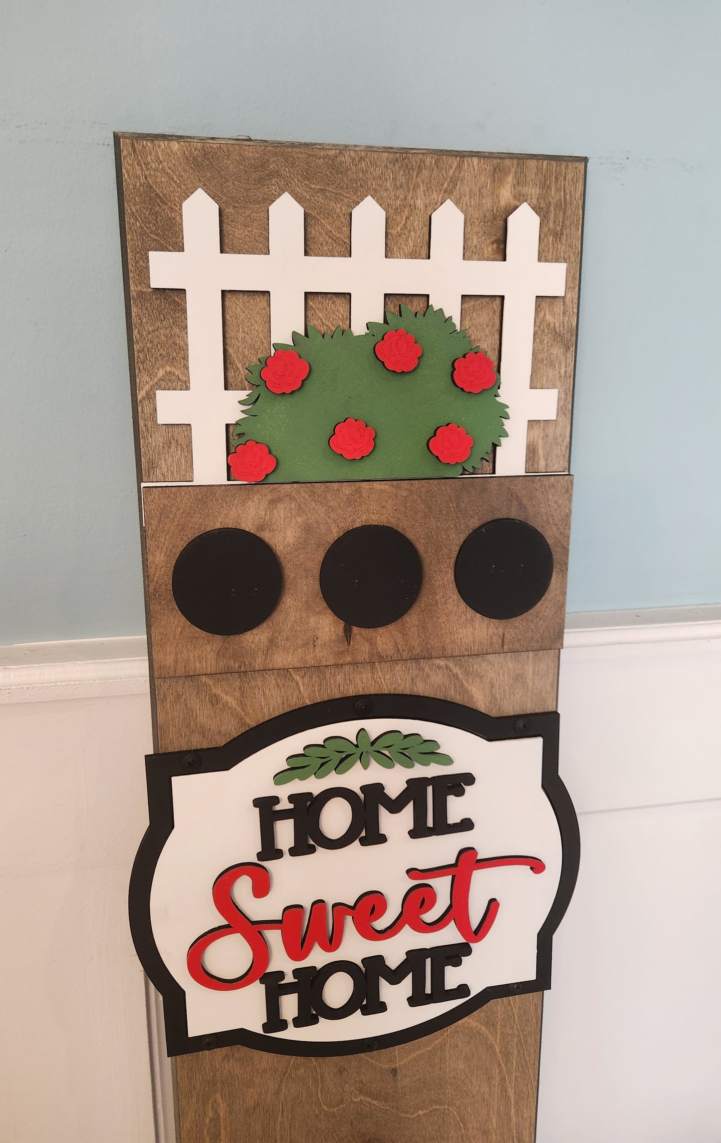 Home Sweet Home Interchangeable Porch Leaner – Custom Wooden Front Porch Sign with Swappable Holiday & Everyday Designs