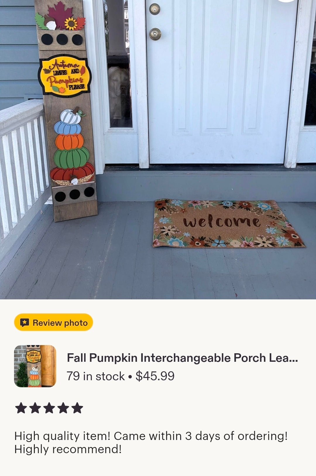 Fall Pumpkin Interchangeable Porch Leaner – Custom Wooden Front Porch Sign with Swappable Holiday & Everyday Designs