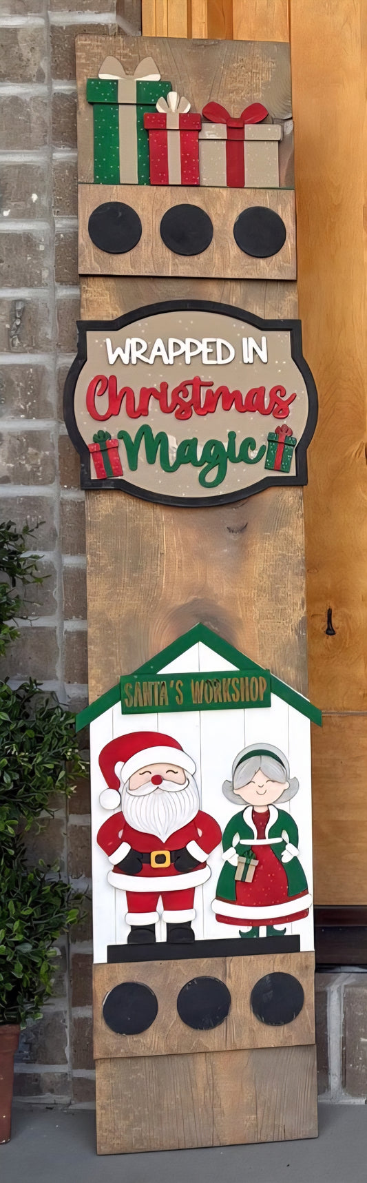 Christmas Holiday Interchangeable Porch Leaner – Custom Wooden Front Porch Sign with Swappable Holiday & Everyday Designs