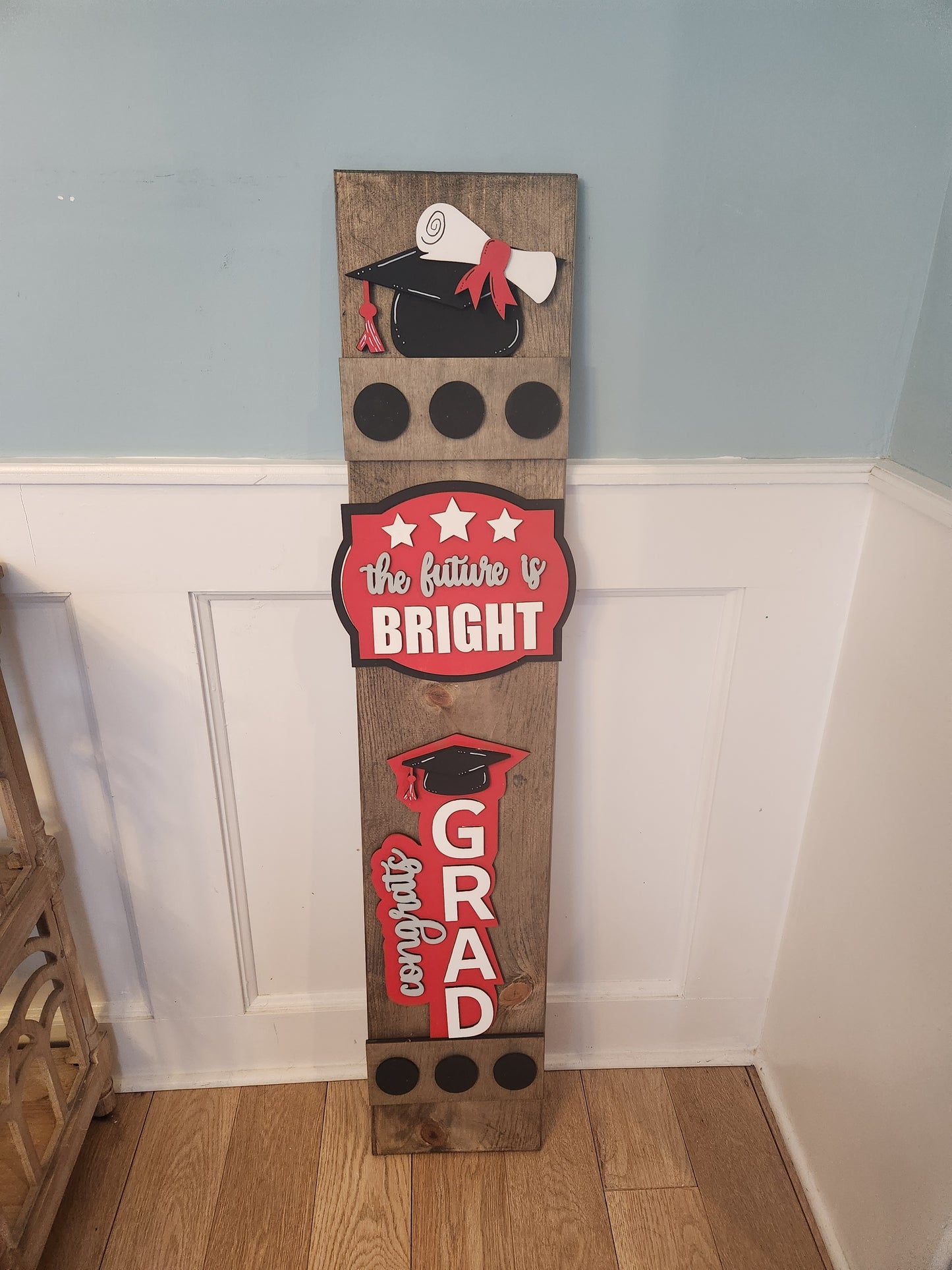 Congratulations Graduate Graduation Interchangeable Porch Leaner – Custom Wooden Front Porch Sign with Swappable Holiday & Everyday Designs