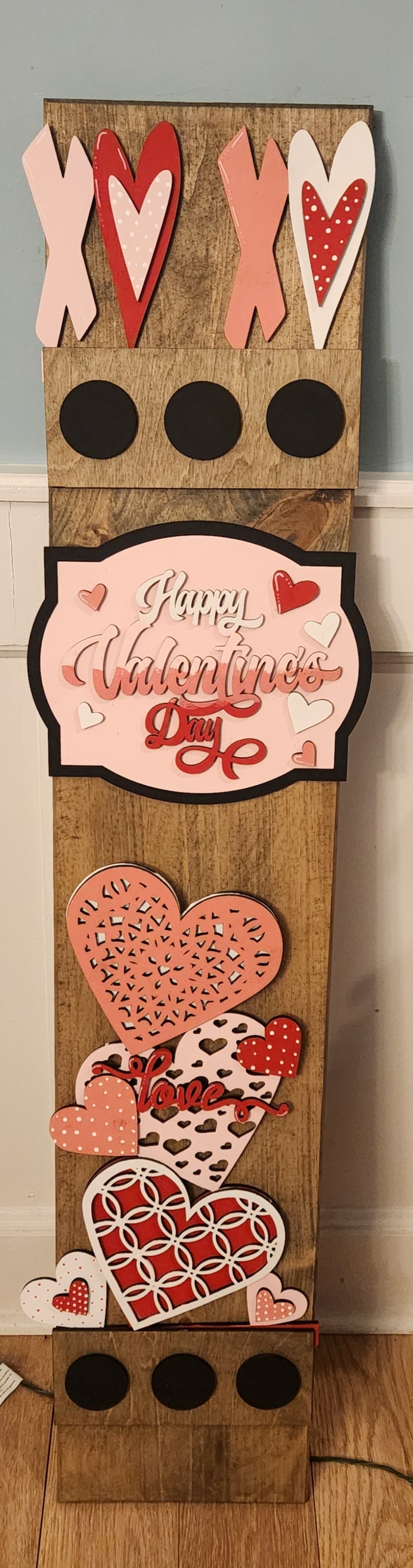 Valentine Interchangeable Porch Leaner – Custom Wooden Front Porch Sign with Swappable Holiday & Everyday Designs