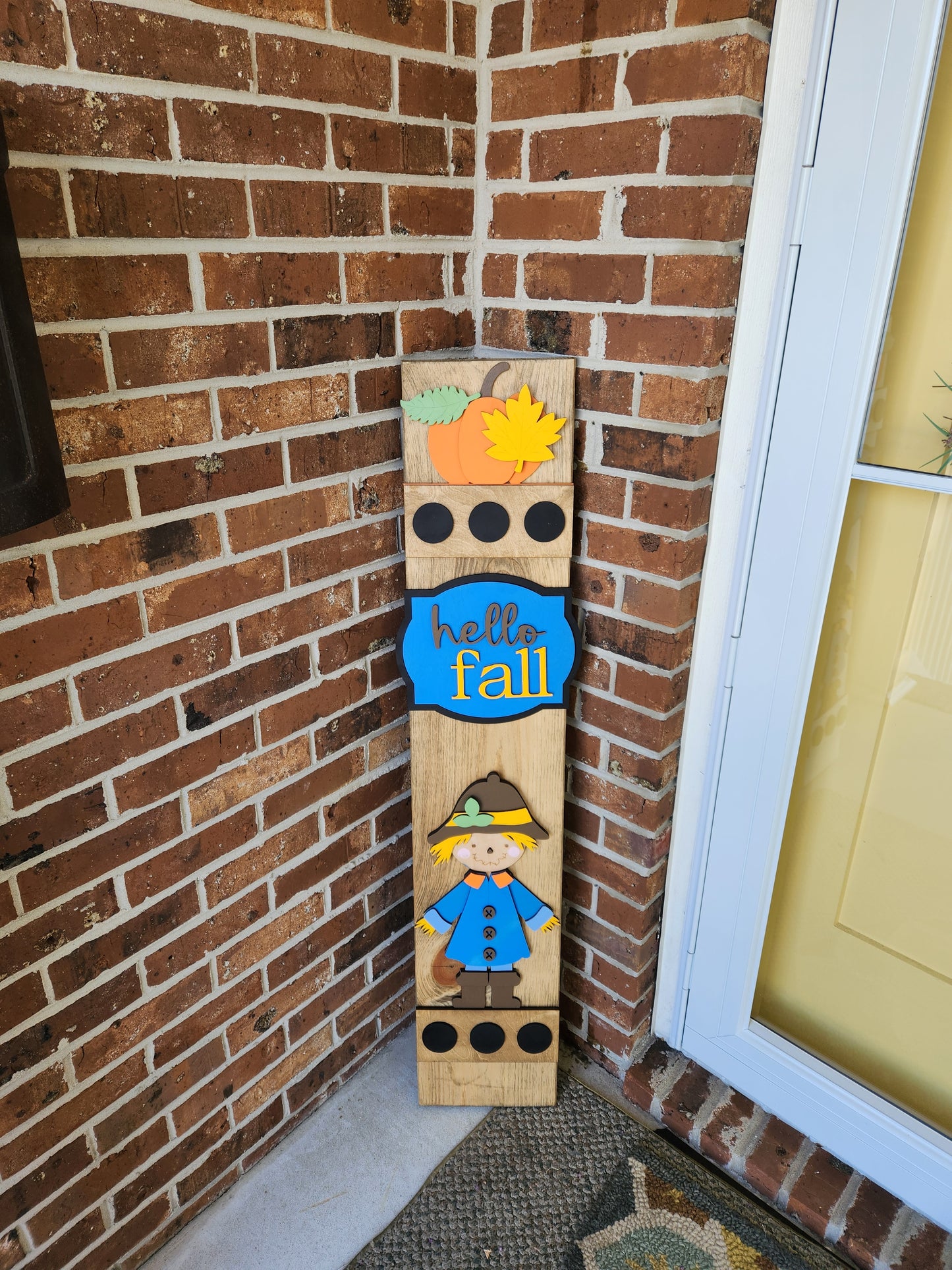 Fall Scarecrow Interchangeable Porch Leaner – Custom Wooden Front Porch Sign with Swappable Holiday & Everyday Designs