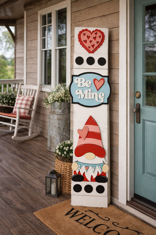 Valentine Interchangeable Porch Leaner – Custom Wooden Front Porch Sign with Swappable Holiday & Everyday Designs
