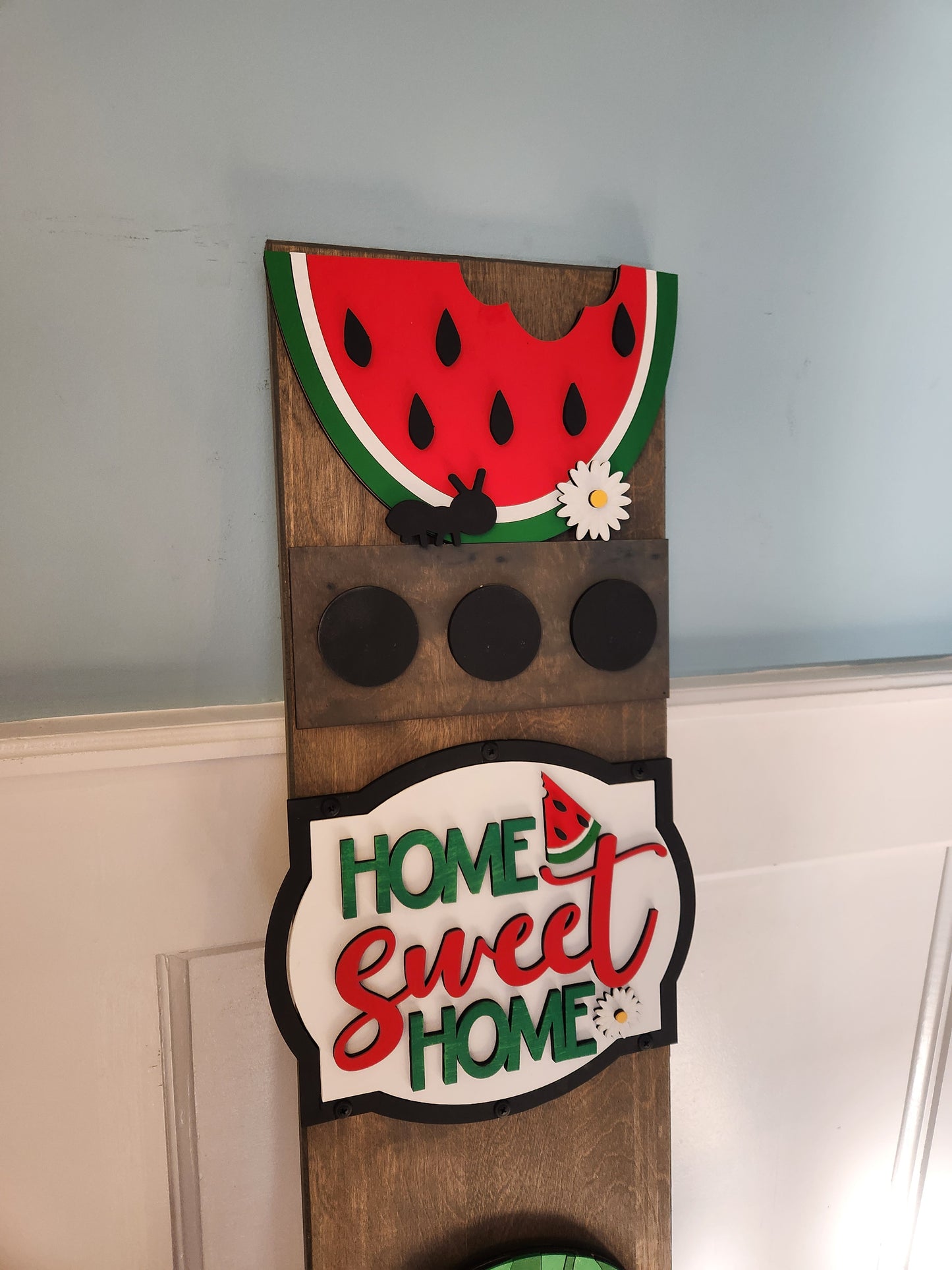 Summer Watermelon Interchangeable Porch Leaner – Custom Wooden Front Porch Sign with Swappable Holiday & Everyday Designs