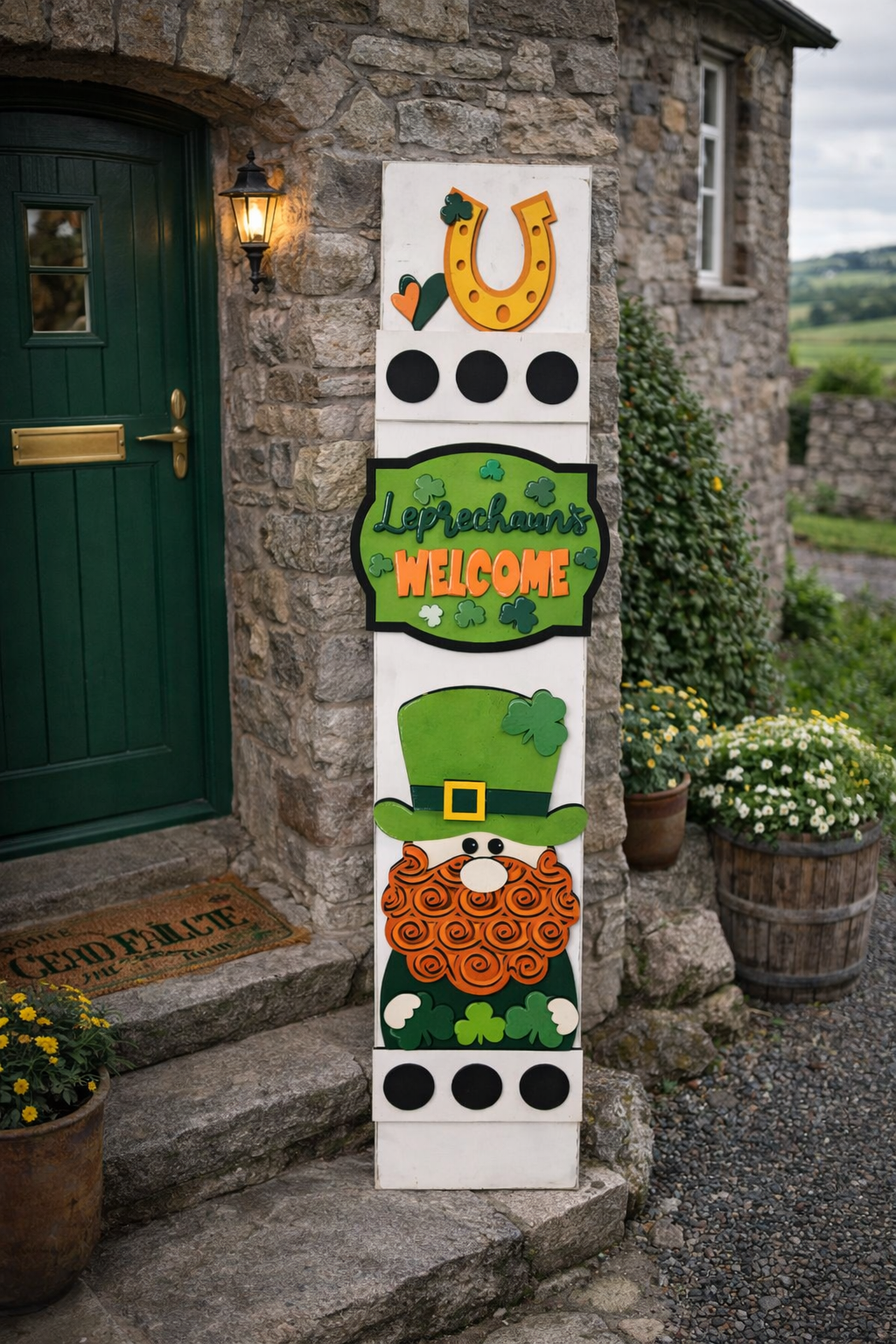 St Patrick Interchangeable Porch Leaner – Custom Wooden Front Porch Sign with Swappable Holiday & Everyday Designs