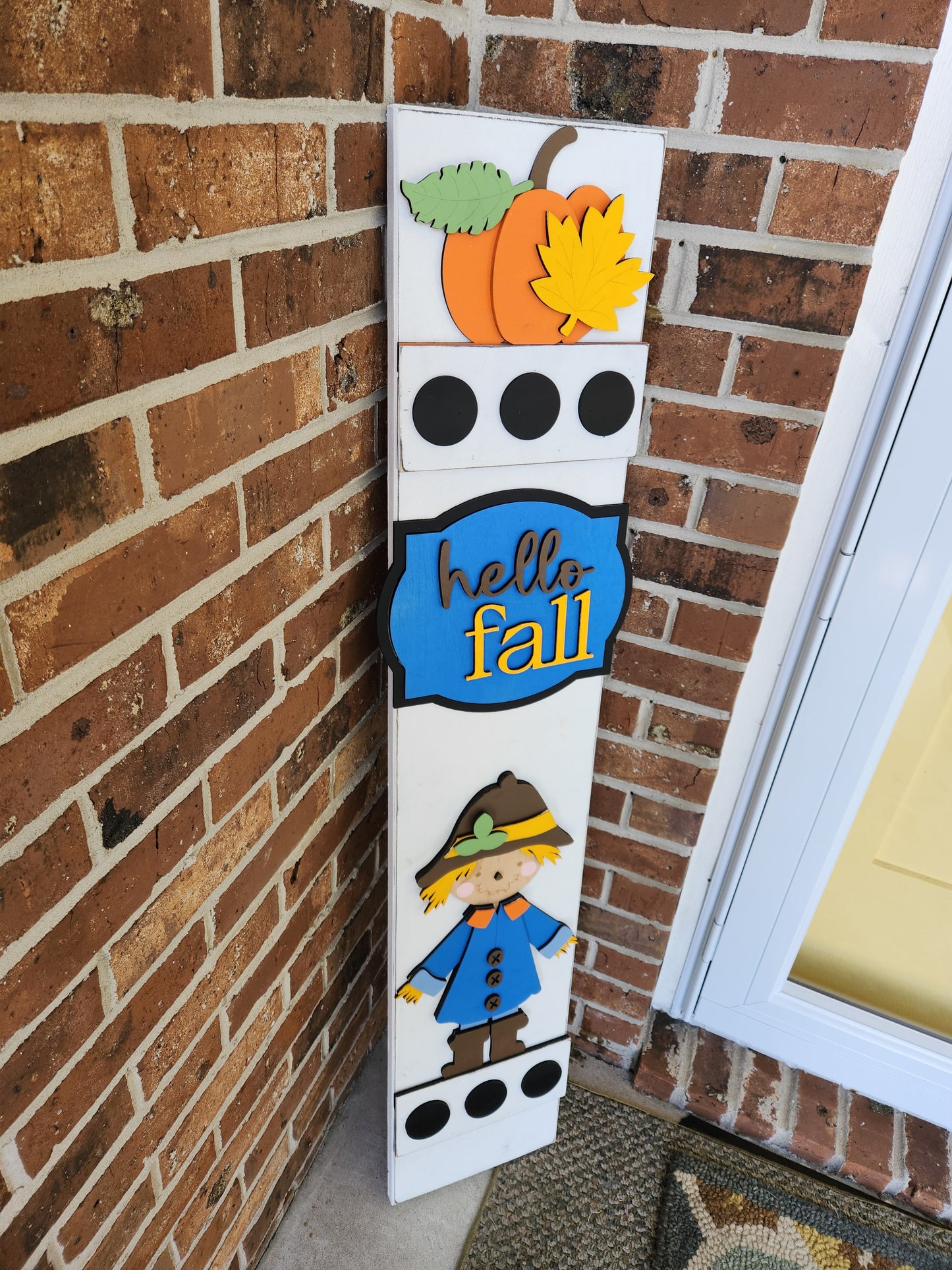 Fall Scarecrow Interchangeable Porch Leaner – Custom Wooden Front Porch Sign with Swappable Holiday & Everyday Designs