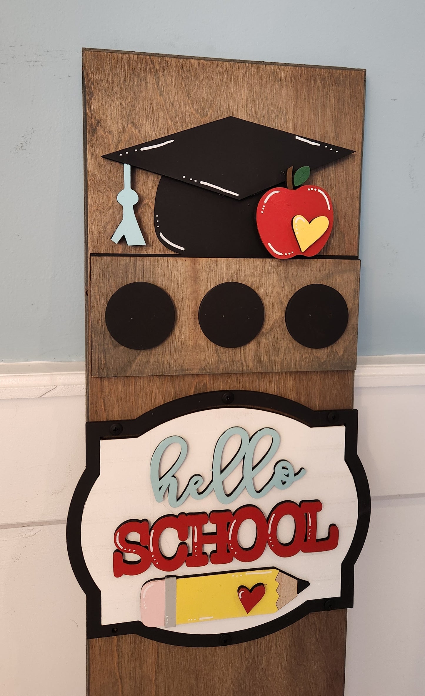 Fall Back To School Interchangeable Porch Leaner – Custom Wooden Front Porch Sign with Swappable Holiday & Everyday Designs