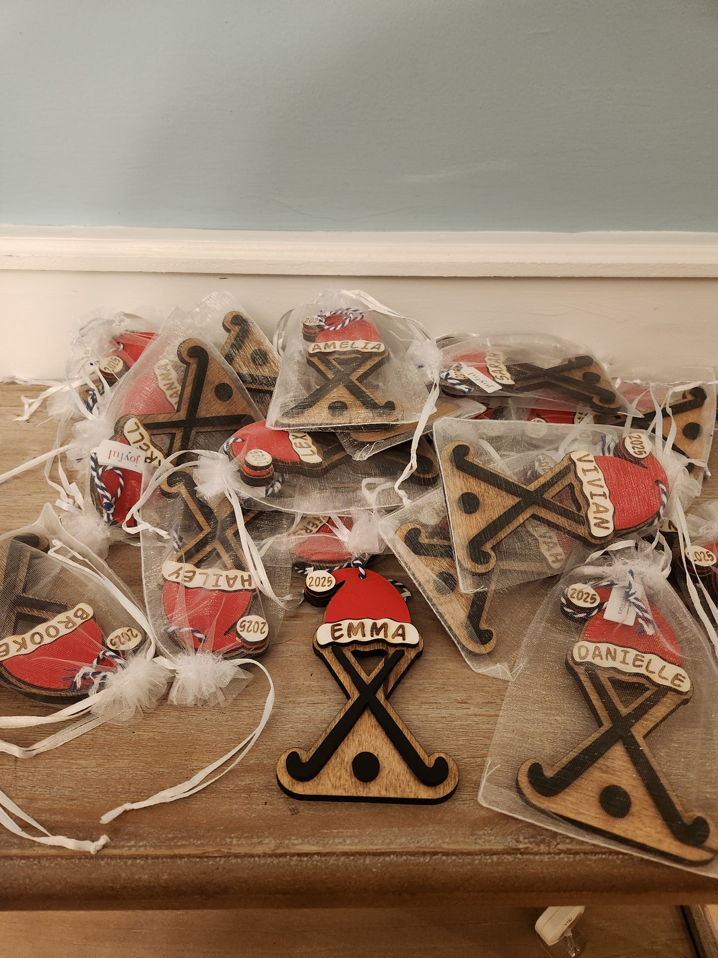 Field Hockey Sporty Santa Spirit: Personalized Sports Santa Hat Ornament