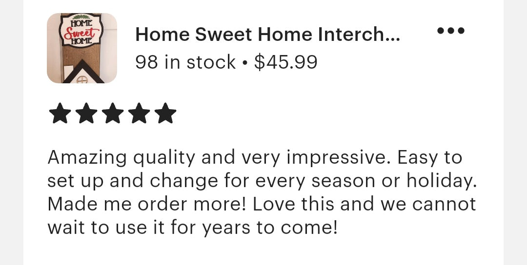 Home Sweet Home Interchangeable Porch Leaner – Custom Wooden Front Porch Sign with Swappable Holiday & Everyday Designs