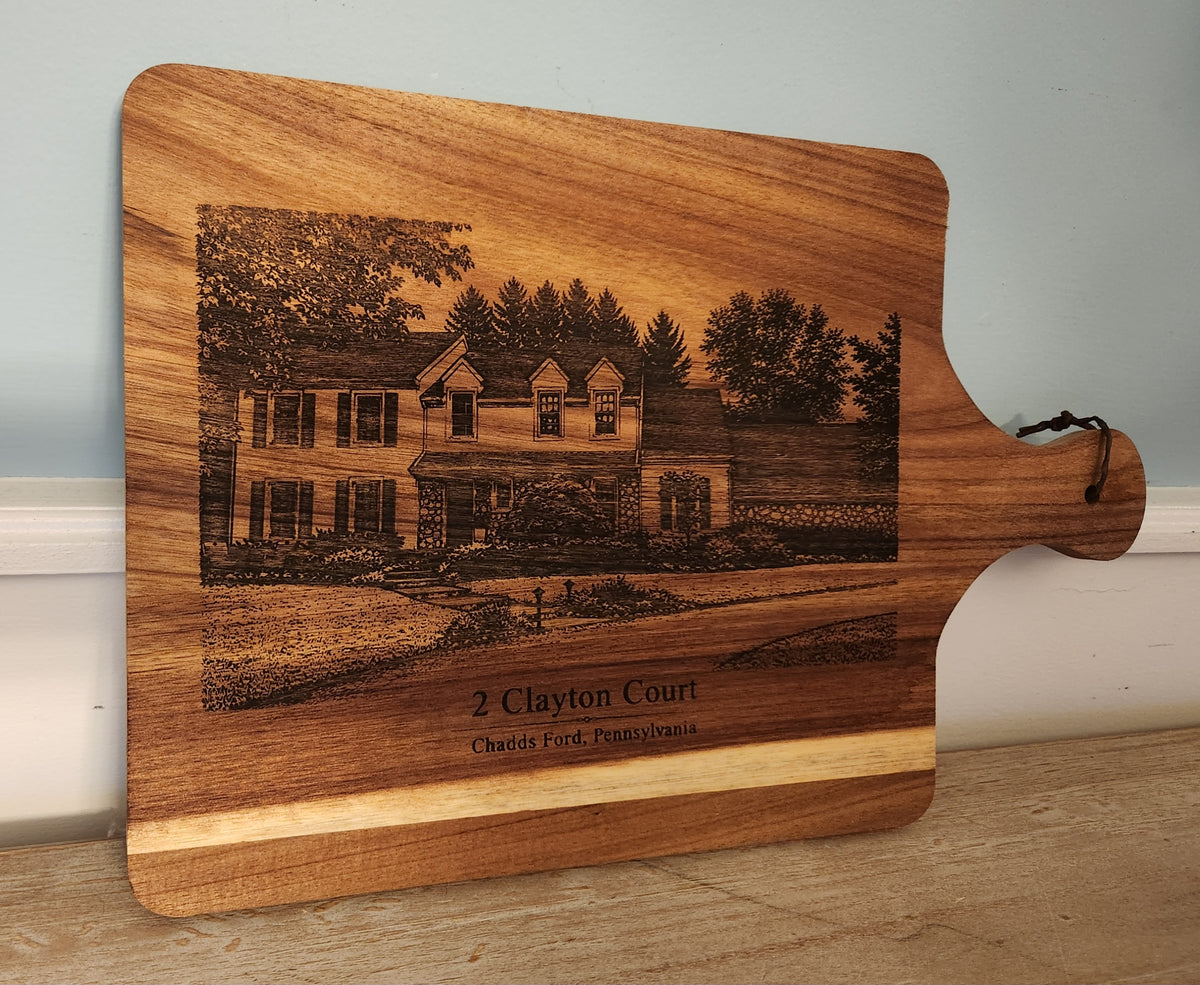Custom Laser Engraved Charcuterie Board - 'Our Home'