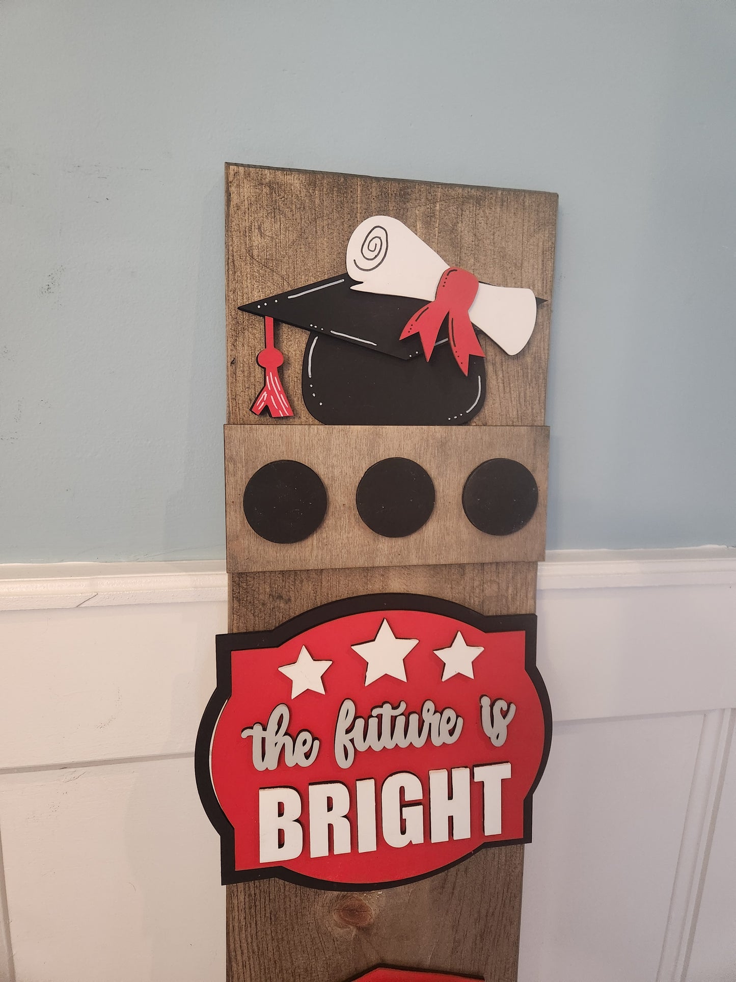 Congratulations Graduate Graduation Interchangeable Porch Leaner – Custom Wooden Front Porch Sign with Swappable Holiday & Everyday Designs