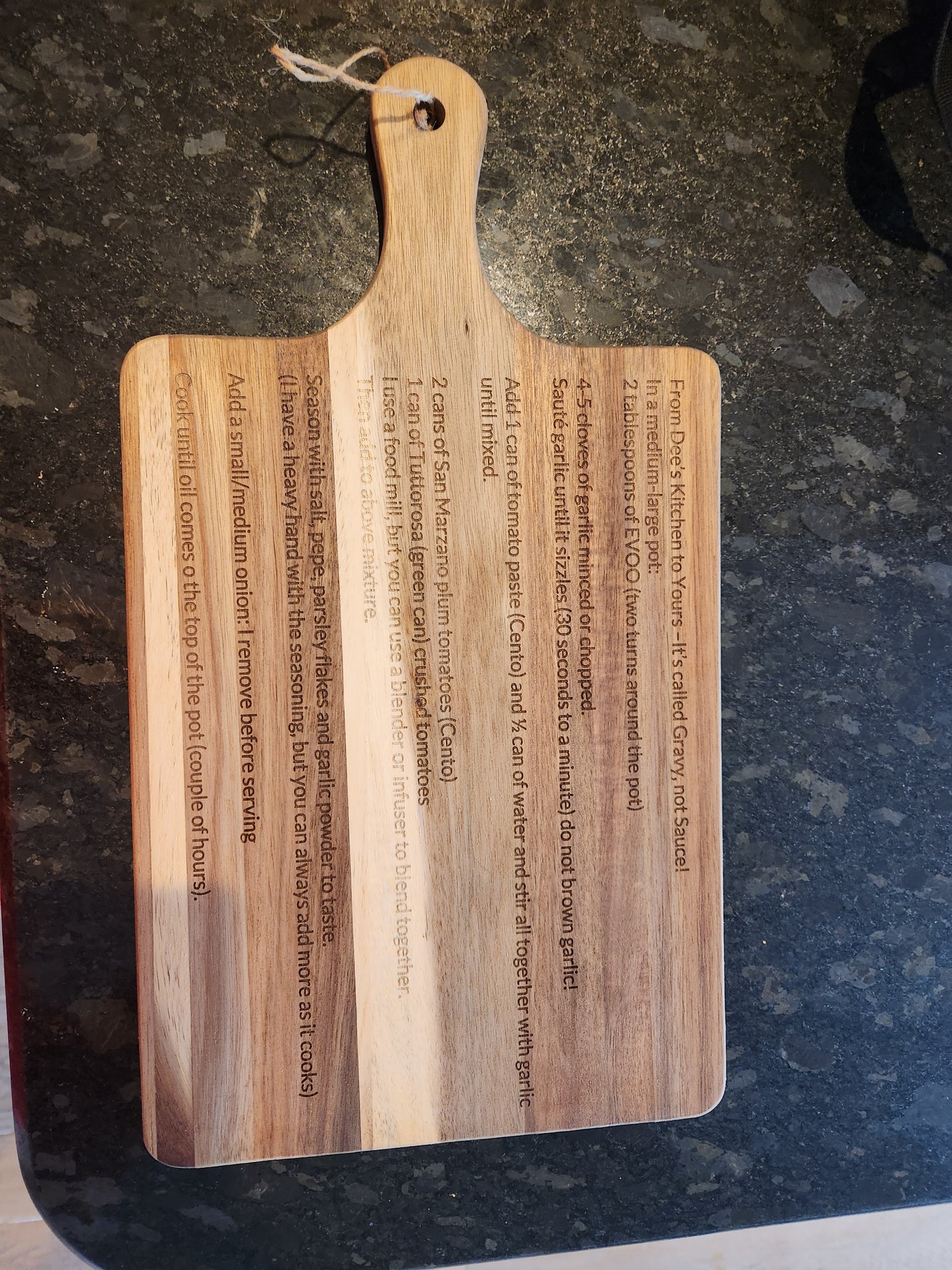 Personalized Engraved Hand Written Copy Recipe Charcuterie Board: Customized Gourmet Serving Tray