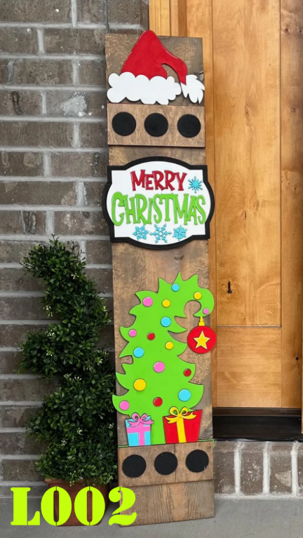 Christmas Holiday Grinch Interchangeable Porch Leaner – Custom Wooden Front Porch Sign with Swappable Holiday & Everyday Designs
