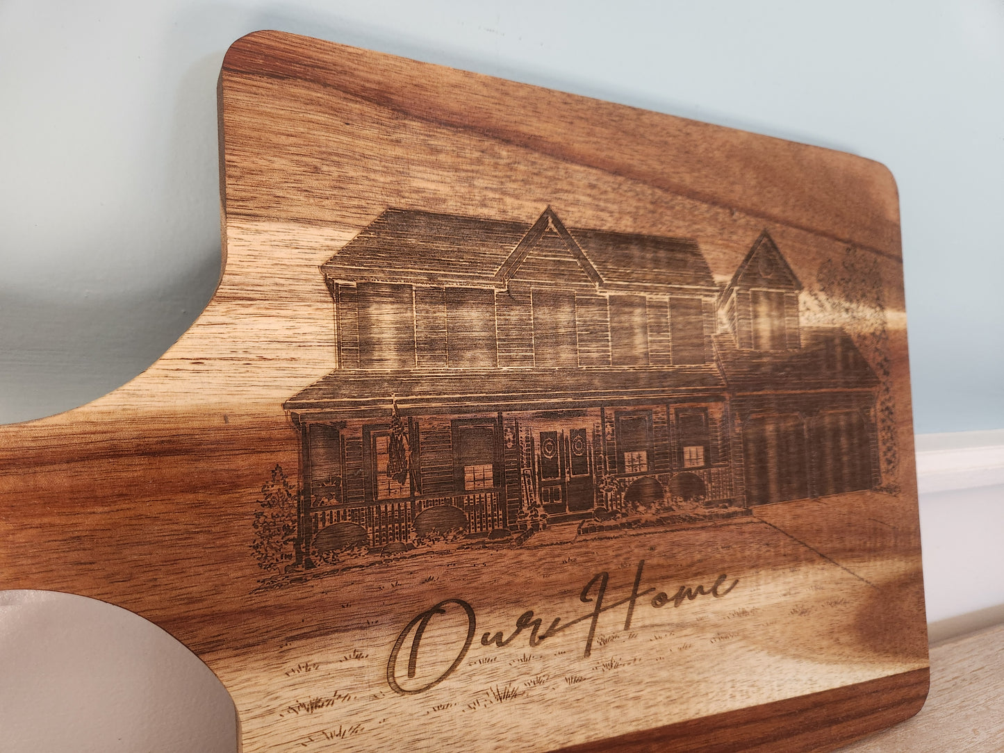 Custom Laser Engraved Charcuterie Board - 'Our Home'