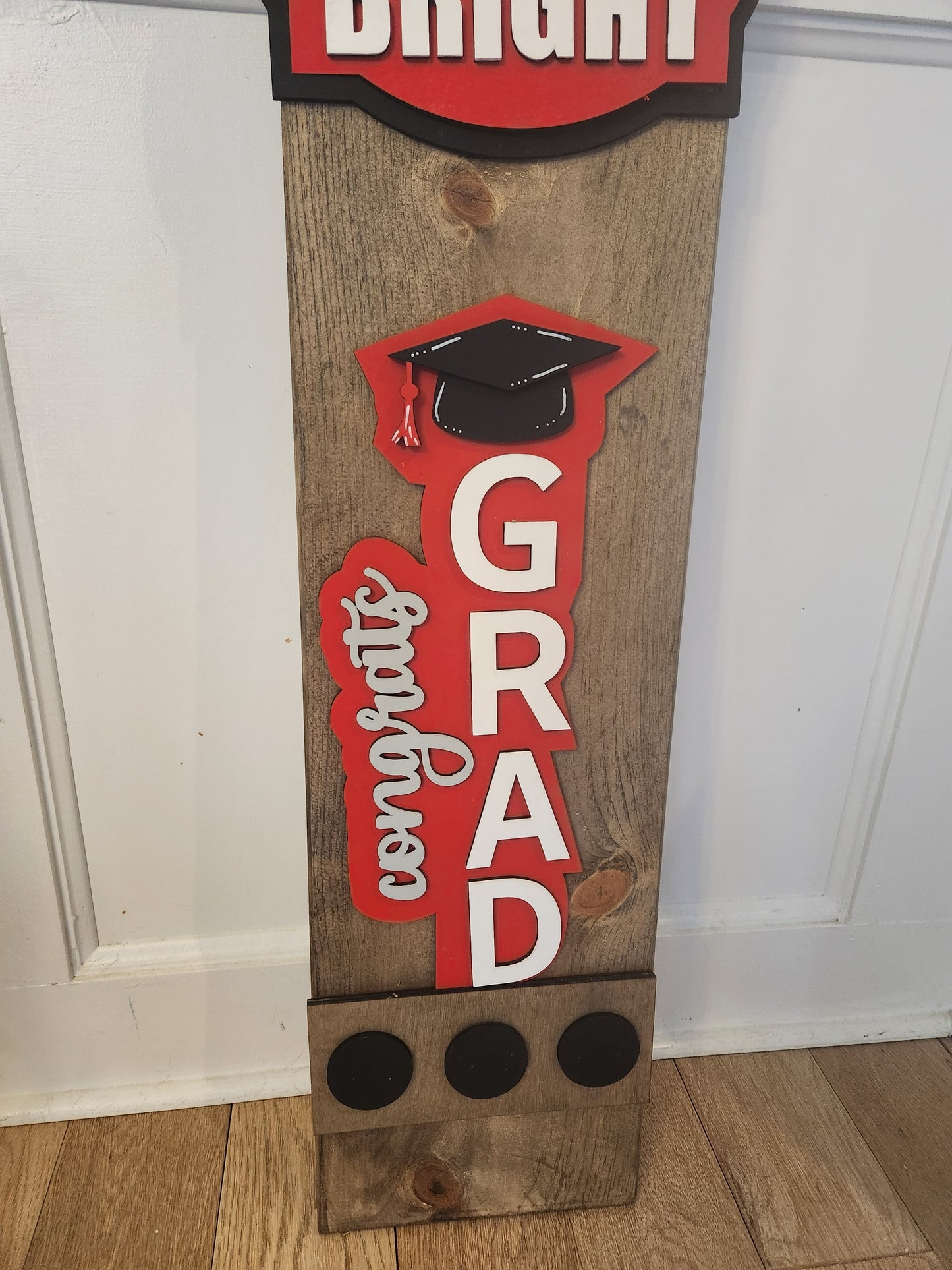 Congratulations Graduate Graduation Interchangeable Porch Leaner – Custom Wooden Front Porch Sign with Swappable Holiday & Everyday Designs