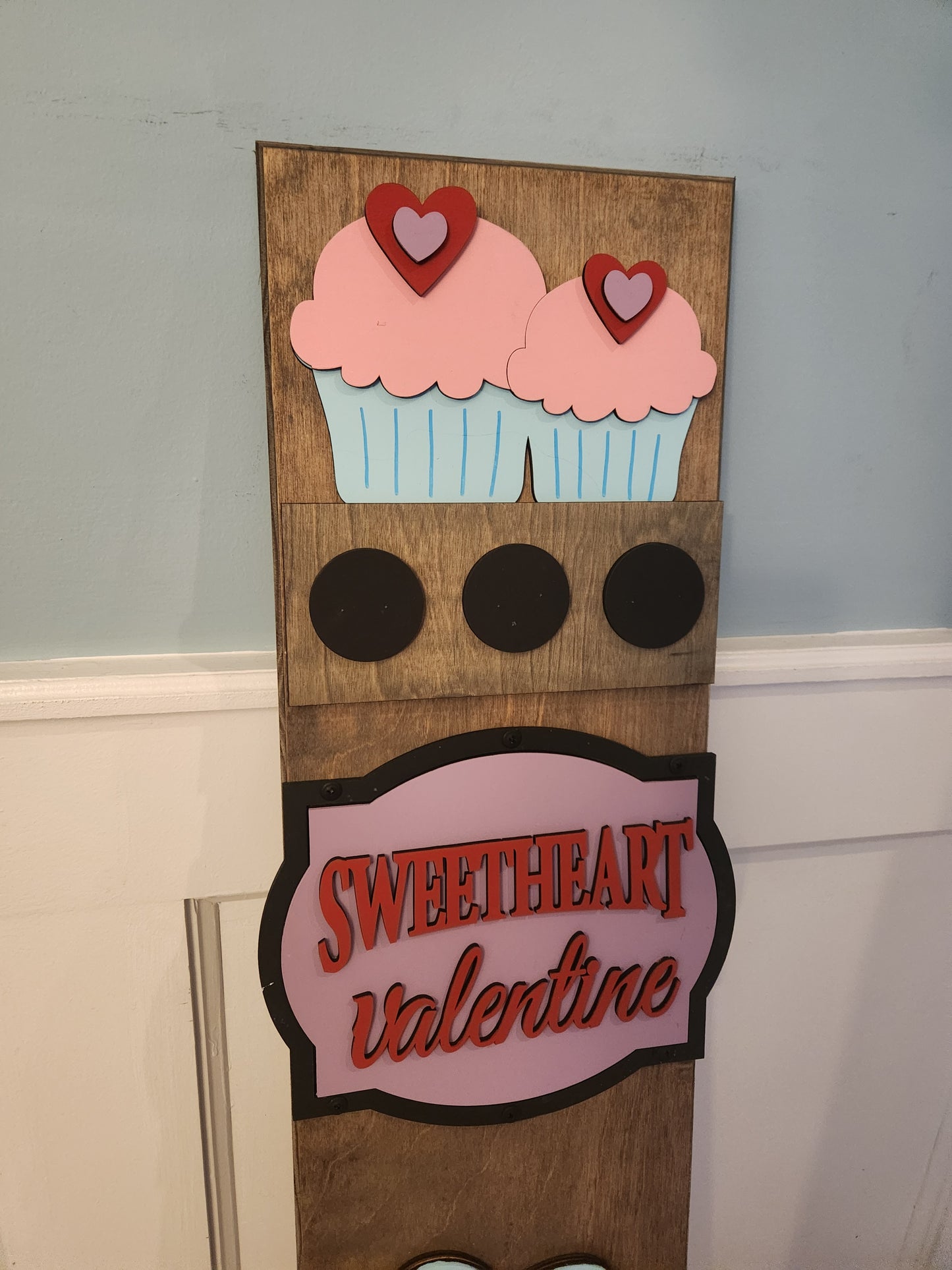 Sweetheart Valentine Interchangeable Porch Leaner – Custom Wooden Front Porch Sign with Swappable Holiday & Everyday Designs