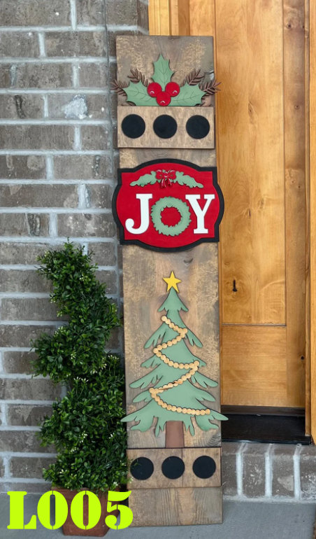 Christmas Joy Holiday Interchangeable Porch Leaner – Custom Wooden Front Porch Sign with Swappable Holiday & Everyday Designs