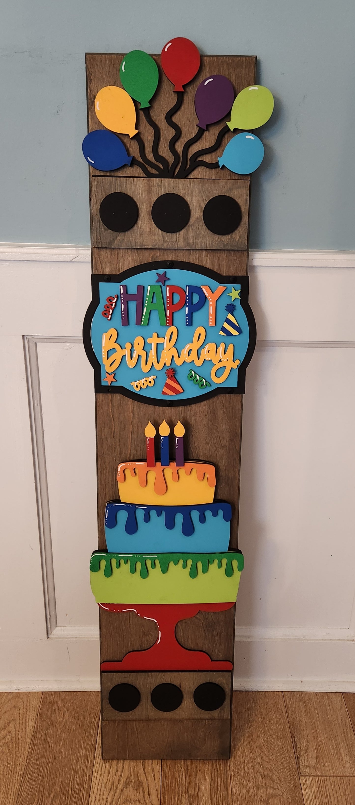 Birthday Interchangeable Porch Leaner – Custom Wooden Front Porch Sign with Swappable Holiday & Everyday Designs